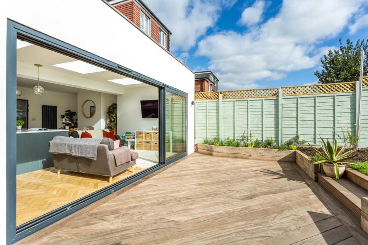 Exeter builder decking renovation open plan kitchen