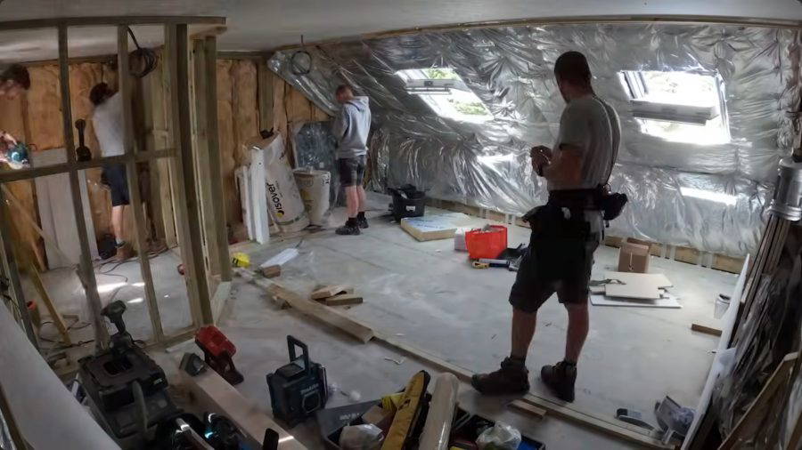 First fix insulation and services in a loft conversion