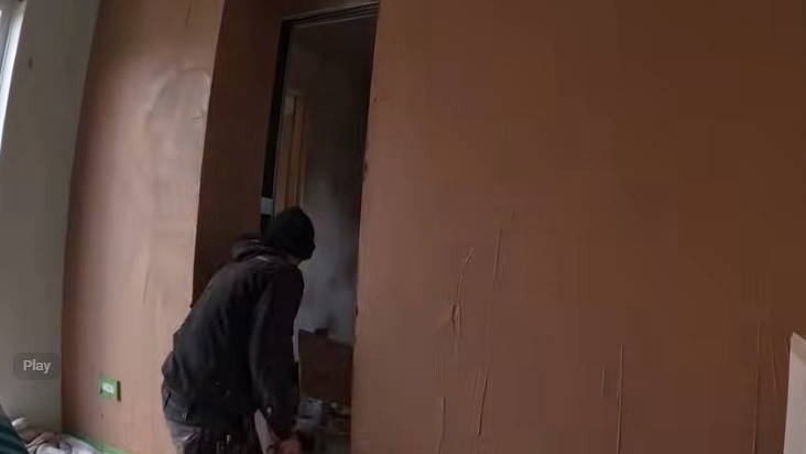 Plastering and flooring preparation stage of the Exminster garage conversion