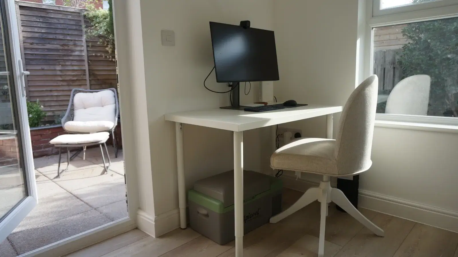 Garage conversions: a completed garage conversion used as a bright home office
